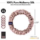 Pale Mauve Ultra-Skinny Silk Scrunchies (Set of 5)