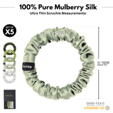 Avocado Shades Ultra - Skinny Silk Scrunchies (Set of 5) - NOCHKA