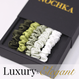 Avocado Shades Ultra - Skinny Silk Scrunchies (Set of 5) - NOCHKA