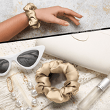 Beige Skinny Scrunchie – 100% Pure Mulberry Silk, Perfect for All Hair Types - NOCHKA