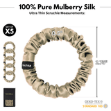 Beige Ultra - Skinny Silk Scrunchies (Set of 5) - NOCHKA