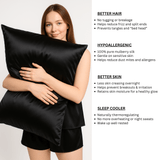 Black 100% Pure Mulberry Silk Pillowcase - Envelope - NOCHKA