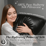 Black 100% Pure Mulberry Silk Pillowcase - Envelope - NOCHKA