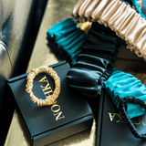 Black Mulberry Silk Headband with Ultra Thin Scrunchie - NOCHKA