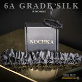 Black Mulberry Silk Headband with Ultra Thin Scrunchie - NOCHKA