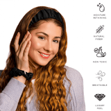 Black Mulberry Silk Headband with Ultra Thin Scrunchie - NOCHKA