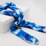 Blue Butterflies Mulbery Silk Square Scarf - NOCHKA