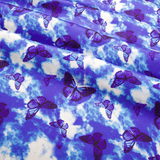 Blue Butterfly Print 100% Pure Mulberry Silk Fabric 19mm 54" Width Pre - Cut Silk Fabric - NOCHKA