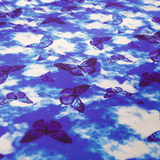 Blue Butterfly Print 100% Pure Mulberry Silk Fabric 19mm 54" Width Pre - Cut Silk Fabric - NOCHKA
