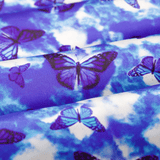 Blue Butterfly Print 100% Pure Mulberry Silk Fabric 19mm 54" Width Pre - Cut Silk Fabric - NOCHKA