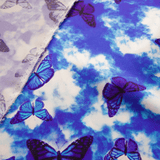 Blue Butterfly Print 100% Pure Mulberry Silk Fabric 19mm 54" Width Pre - Cut Silk Fabric - NOCHKA