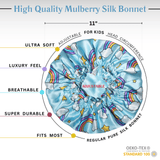 Blue Rainbow Reversible Pure Silk Bonnet for Kids - NOCHKA