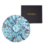 Blue Rainbow Reversible Pure Silk Bonnet for Kids - NOCHKA