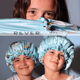 Blue Rainbow Reversible Pure Silk Bonnet for Kids - NOCHKA