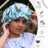 Blue Rainbow Reversible Pure Silk Bonnet for Kids - NOCHKA