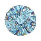 Blue Rainbow Reversible Pure Silk Bonnet for Kids - NOCHKA