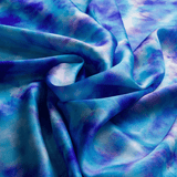 Blue Tie Dye Print 100% Pure Mulberry Silk Fabric 19mm 54" Width Pre - Cut Silk Fabric - NOCHKA