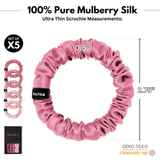 Blush Shades Ultra - Skinny Silk Scrunchies (Set of 5) - NOCHKA