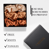 Bronze Shades of 3 Regular Mulberry Silk Scrunchies | 100% Silk - NOCHKA