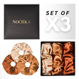 Bronze Shades of 3 Regular Mulberry Silk Scrunchies | 100% Silk - NOCHKA