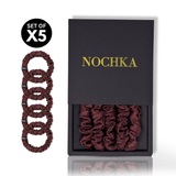 Cabernet Ultra - Skinny Silk Scrunchies (Set of 5) - NOCHKA