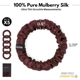 Cabernet Ultra - Skinny Silk Scrunchies (Set of 5) - NOCHKA