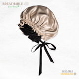 Champagne and Black Reversible Bonnet with Thin Ties - NOCHKA