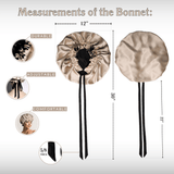Champagne and Black Reversible Bonnet with Thin Ties - NOCHKA