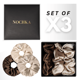 Coffee Shades of 3 Regular Mulberry Silk Scrunchies | 100% Silk - NOCHKA