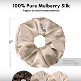 Coffee Shades of 3 Regular Mulberry Silk Scrunchies | 100% Silk - NOCHKA