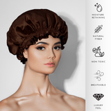 Dark Brown & Black Pure Mulberry Silk Bonnet – Reversible & Durable - NOCHKA