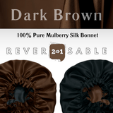 Dark Brown & Black Pure Mulberry Silk Bonnet – Reversible & Durable - NOCHKA