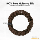 Dark Brown Ultra Skinny Scrunchie – 100% Pure Mulberry Silk, Perfect for All Hair Types - NOCHKA