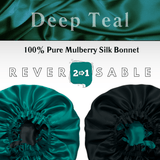 Deep Teal & Black Pure Mulberry Silk Bonnet – Reversible & Durable - NOCHKA