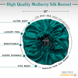 Deep Teal & Black Pure Mulberry Silk Bonnet – Reversible & Durable - NOCHKA