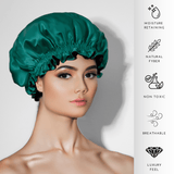 Deep Teal & Black Pure Mulberry Silk Bonnet – Reversible & Durable - NOCHKA