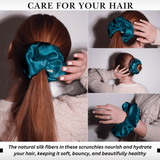 Deep Teal Jumbo Scrunchie – 100% Pure Mulberry Silk, Perfect for All Hair Types - NOCHKA