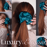 Deep Teal Jumbo Scrunchie – 100% Pure Mulberry Silk, Perfect for All Hair Types - NOCHKA