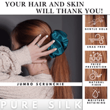 Deep Teal Jumbo Scrunchie – 100% Pure Mulberry Silk, Perfect for All Hair Types - NOCHKA