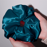 Deep Teal Jumbo Scrunchie – 100% Pure Mulberry Silk, Perfect for All Hair Types - NOCHKA