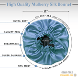 Denim & Black Pure Mulberry Silk Bonnet – Reversible & Durable - NOCHKA