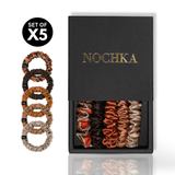 Fall Feel Shade Ultra - Skinny Silk Scrunchies (Set of 5) - NOCHKA