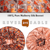 Fall Theme Pure Mulberry Silk Bonnet – Reversible & Durable - NOCHKA