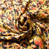 Fall Themed Print 100% Pure Mulberry Silk Fabric 19mm 54" Width Pre - Cut Silk Fabric - NOCHKA