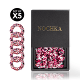 Floral Ultra - Skinny Silk Scrunchies (Set of 5) - NOCHKA