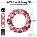 Floral Ultra - Skinny Silk Scrunchies (Set of 5) - NOCHKA