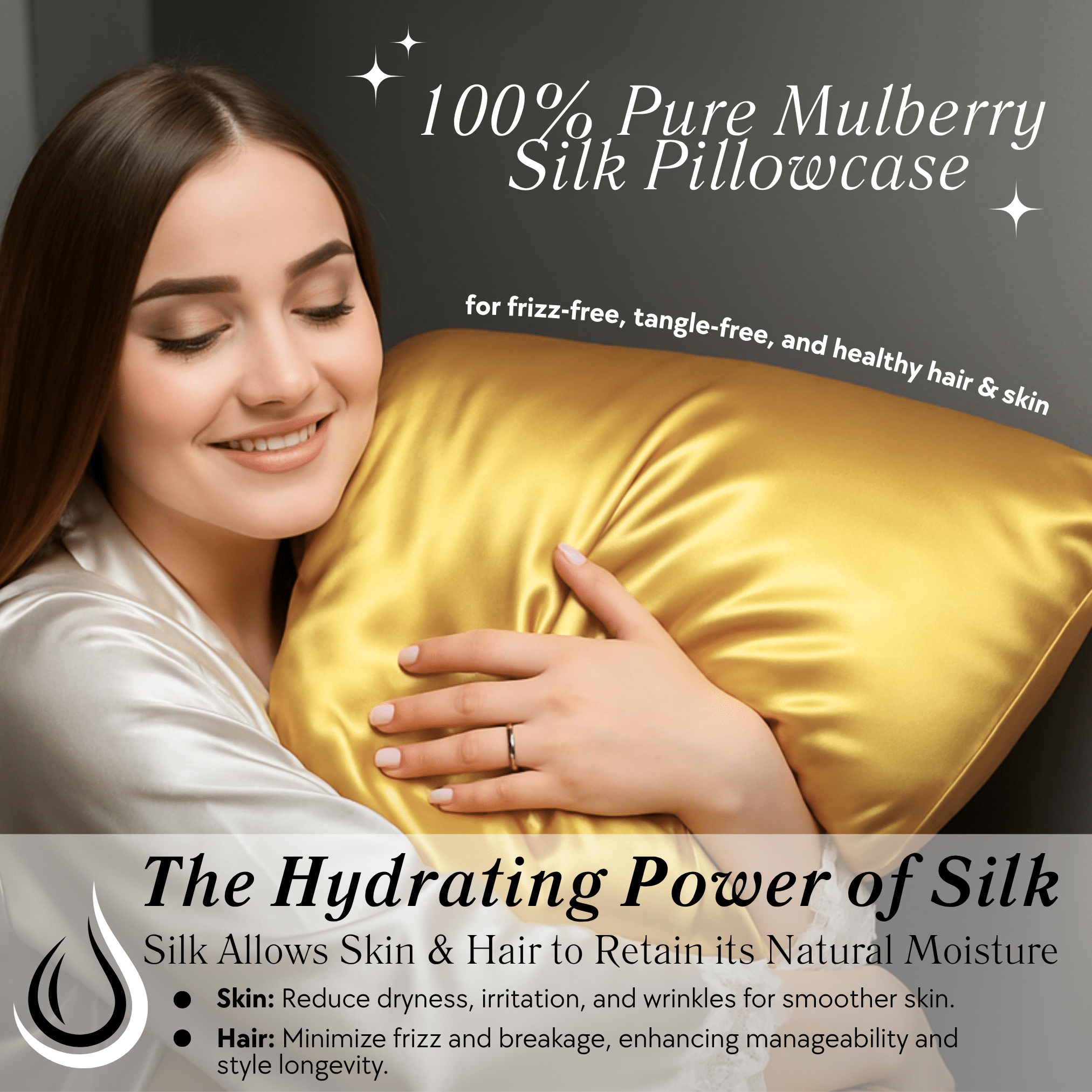 Gold 100% Pure Mulberry Silk Pillowcase - Envelope - NOCHKA