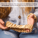 Gold Mulberry Silk Headband with Ultra Thin Scrunchie - NOCHKA