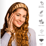 Gold Mulberry Silk Headband with Ultra Thin Scrunchie - NOCHKA