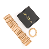 Gold Mulberry Silk Headband with Ultra Thin Scrunchie - NOCHKA